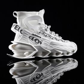 Men's Shoes Thick-soled Height Increase Shoes Men's Trendy Basketball Sneakers (Option: White-46)