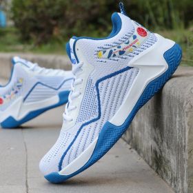 Basketball Shoes High Top Flying Woven Sneakers Breathable (Option: Bailan-43)