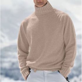 European And American Foreign Trade Men's Acrylic Fiber Fine Yarn Warm Sweater (Option: Khaki-L)