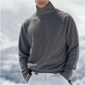 European And American Foreign Trade Men's Acrylic Fiber Fine Yarn Warm Sweater (Option: Grey-L)
