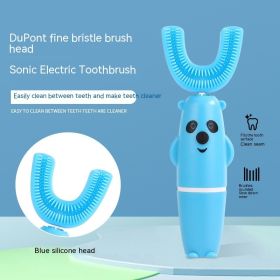 Smart Soft Fur Waterproof Children's Electric Toothbrush (Option: Blue Silicone End)