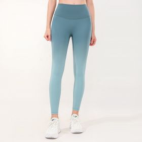 Gradient Color High Waist Fitness Pants (Option: Ink Blue Gradient-L)