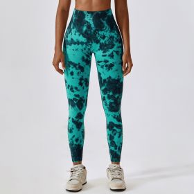 Tie Dye Seamless High Waist Yoga Pants (Option: Green Black-L)