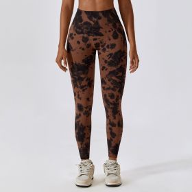 Tie Dye Seamless High Waist Yoga Pants (Option: Black Brown-L)