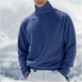 European And American Foreign Trade Men's Acrylic Fiber Fine Yarn Warm Sweater (Option: Blue-M)