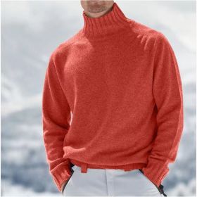 European And American Foreign Trade Men's Acrylic Fiber Fine Yarn Warm Sweater (Option: Watermelon Red-XL)