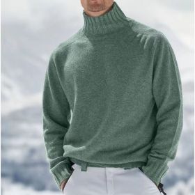 European And American Foreign Trade Men's Acrylic Fiber Fine Yarn Warm Sweater (Option: Ocean Green-XL)