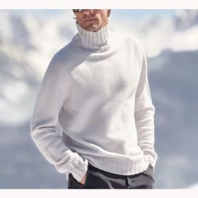 European And American Foreign Trade Men's Acrylic Fiber Fine Yarn Warm Sweater (Option: White-XL)